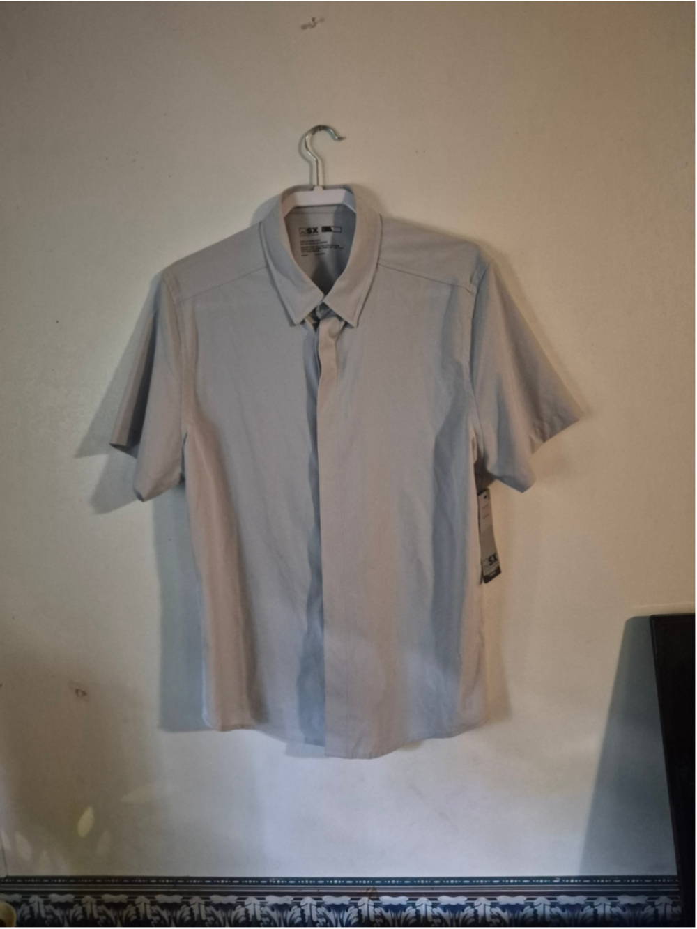 Men's MSX by Michael Strahan Casual Button Down Shirt, Size L, Grey NWT